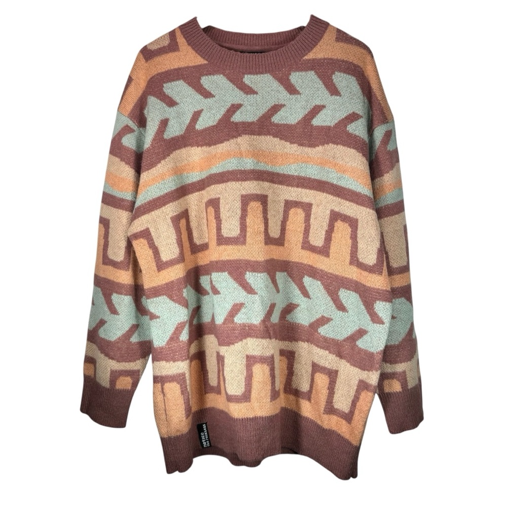 Notice The Reckless Sweater LARGE Peak to Peak Geometric Wool Outdoor Gorpcore